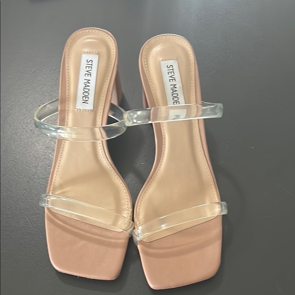 Steve Madden Tan Heels with Clear Straps